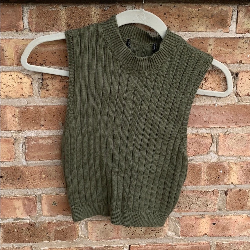 green knit halter top